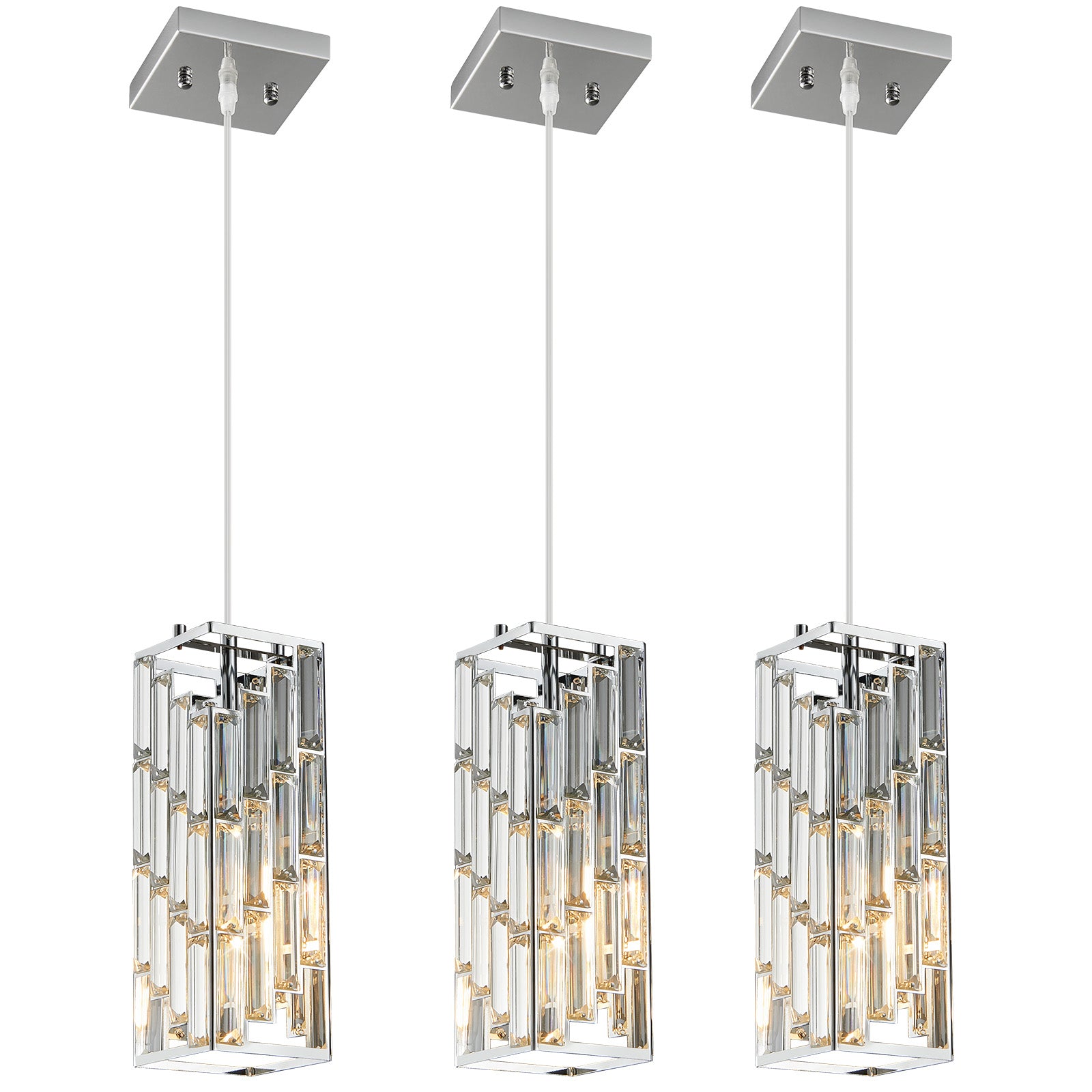 Luxury Frame Rectangular Crystal Linear Pendant Light