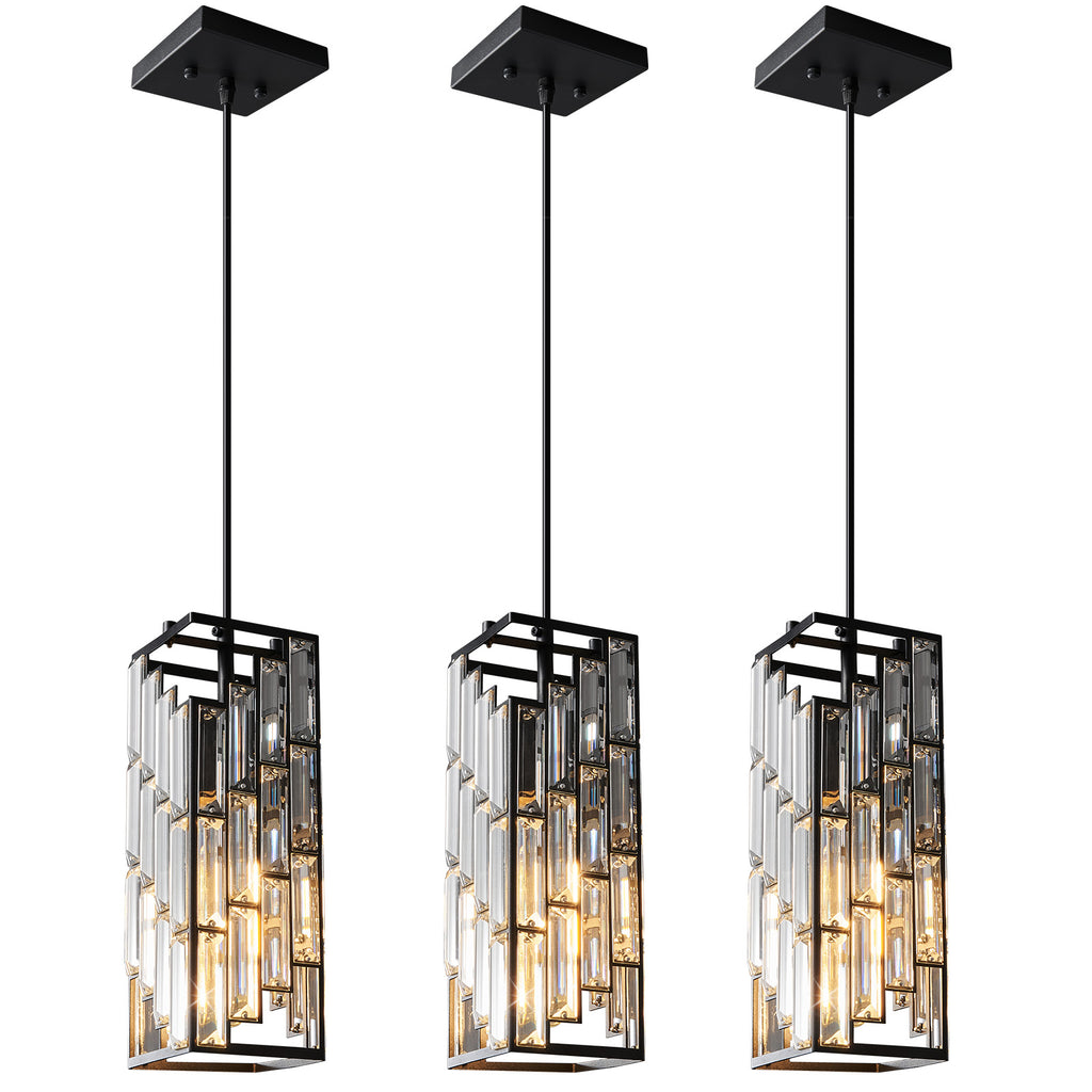 Luxury Frame Rectangular Crystal Linear Pendant Light