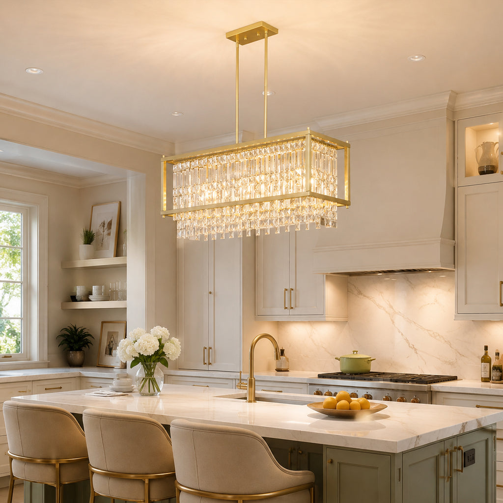 Modern Farmhouse Style Geometric Crystal Chandelier