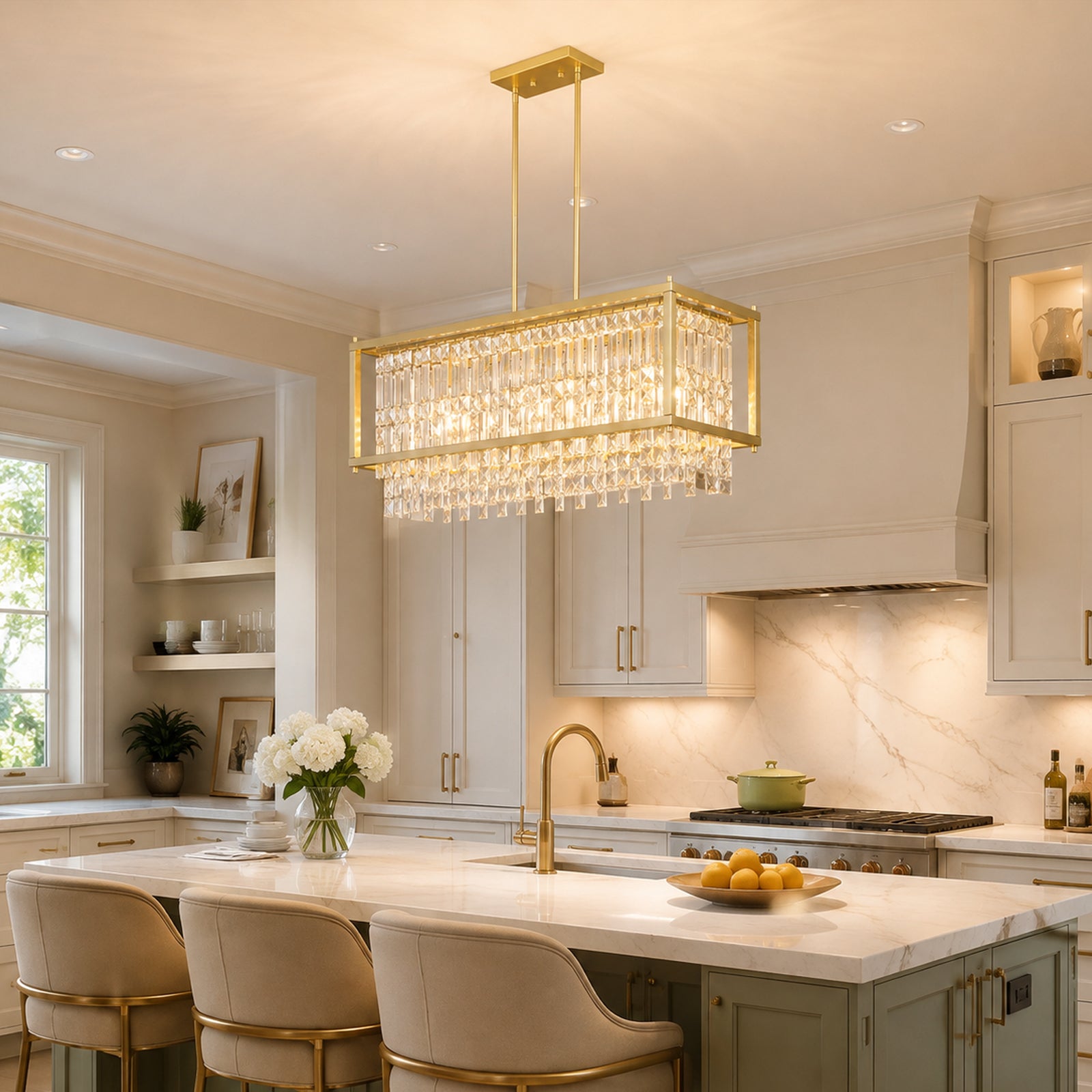 Modern Farmhouse Style Geometric Crystal Chandelier