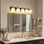 Modern Opal Globe Milky Glass Bathroom Vanity Light