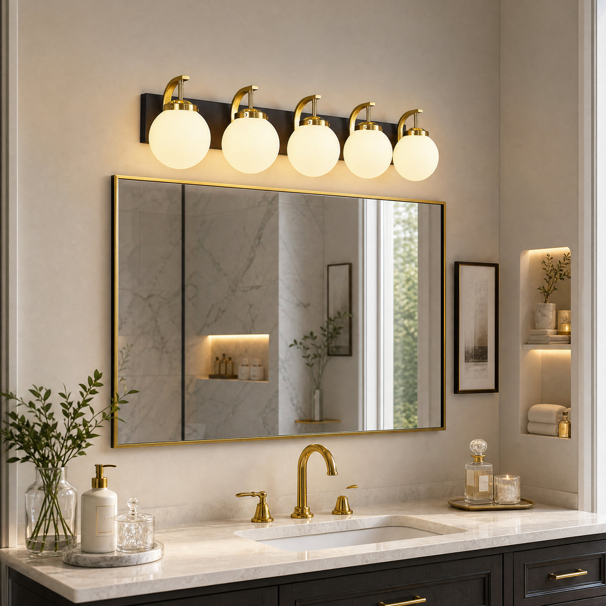 Modern Opal Globe Milky Glass Bathroom Vanity Light