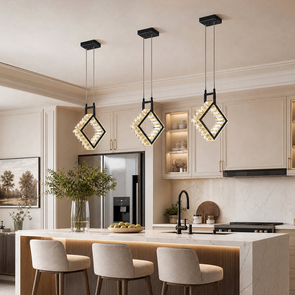 Modern Luxury LED Crystal Geometric Pendant Light