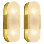 Minimal Luxury Elongated Oval Natural Alabaster Stone Wall Sconce