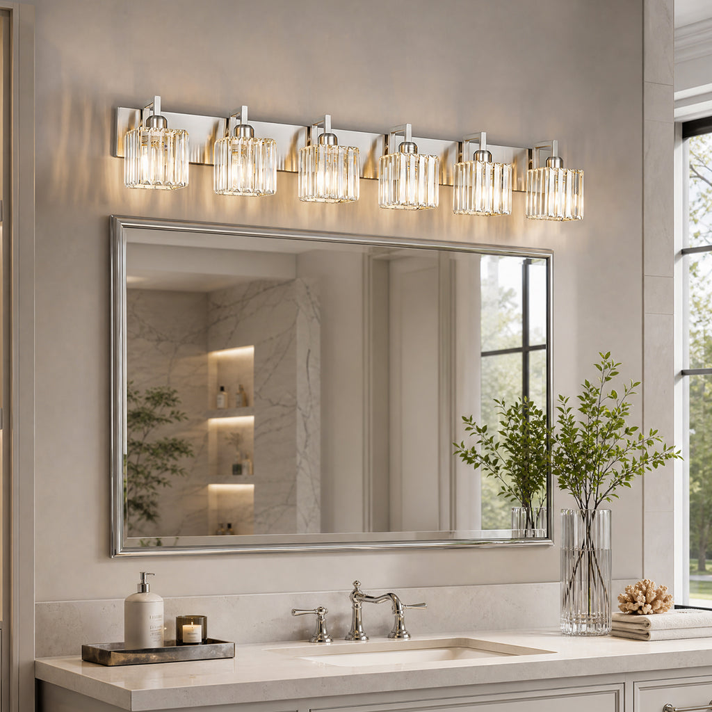 Modern Minimalist Vertical Rectangular Crystal Vanity Light