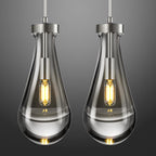 Raindrop Clear Solid Glass Adjustable Suspension Cord Pendant Light
