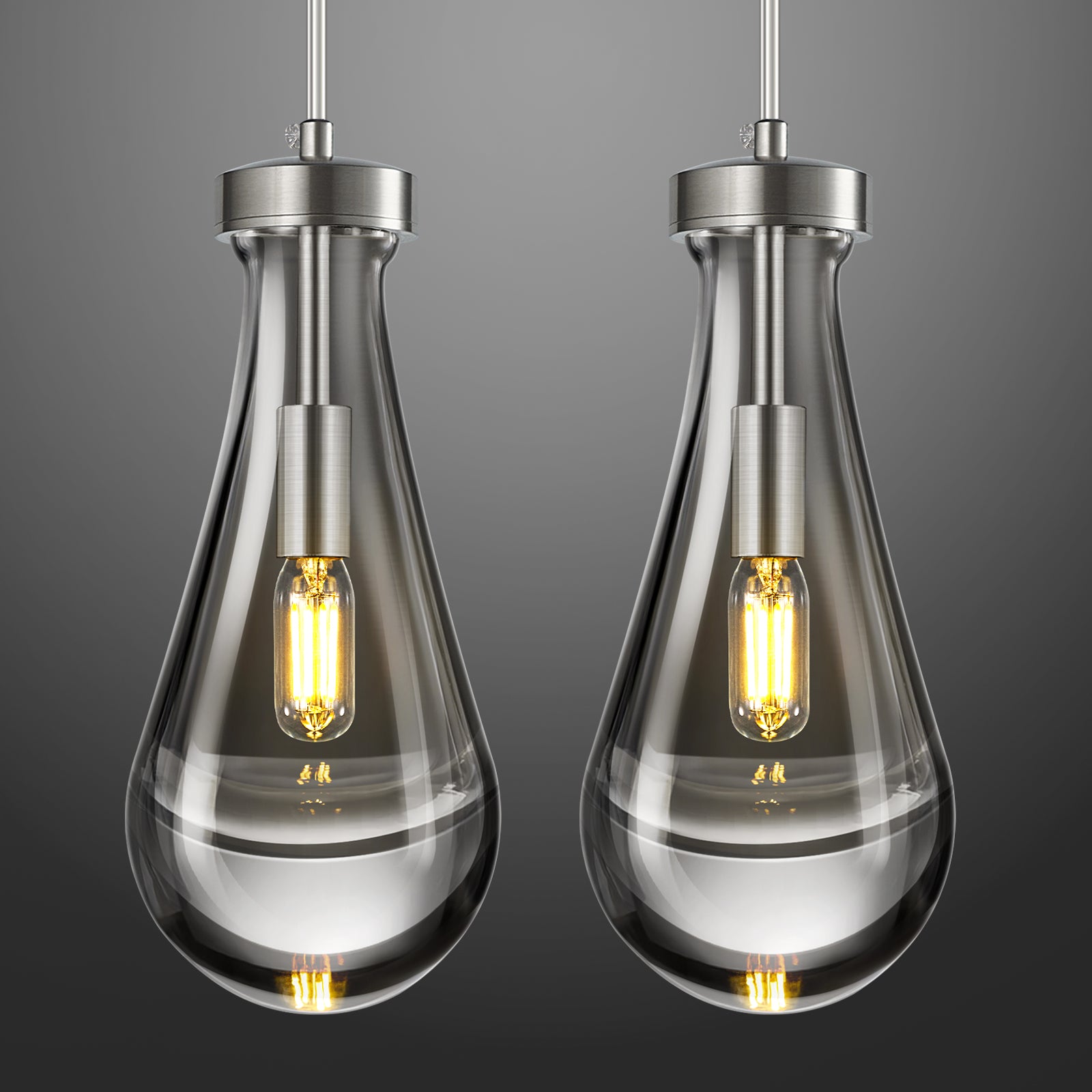 Raindrop Clear Solid Glass Adjustable Suspension Cord Pendant Light