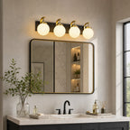 Modern Opal Globe Milky Glass Bathroom Vanity Light