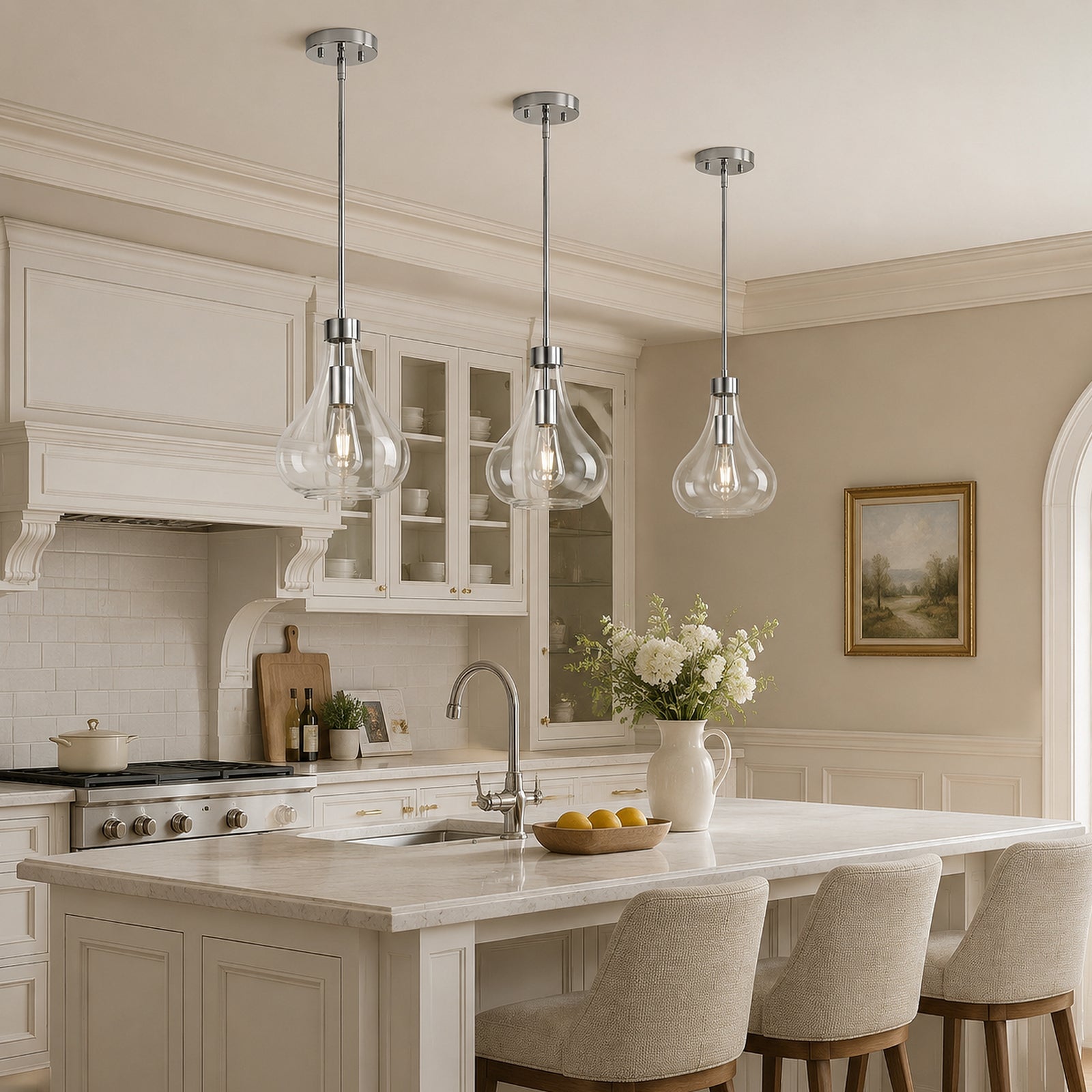 Modern Teardrop Shaped Glass Hanging Single Pendant Light