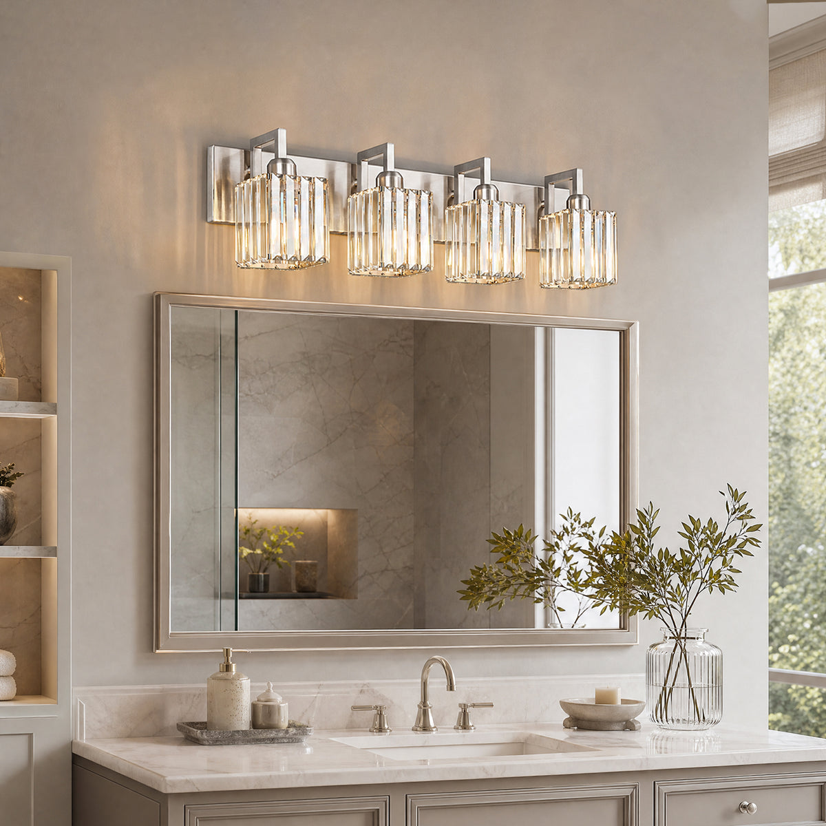 Modern Minimalist Vertical Rectangular Crystal Vanity Light