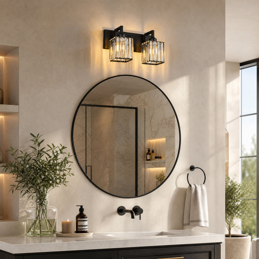 Modern Minimalist Vertical Rectangular Crystal Vanity Light