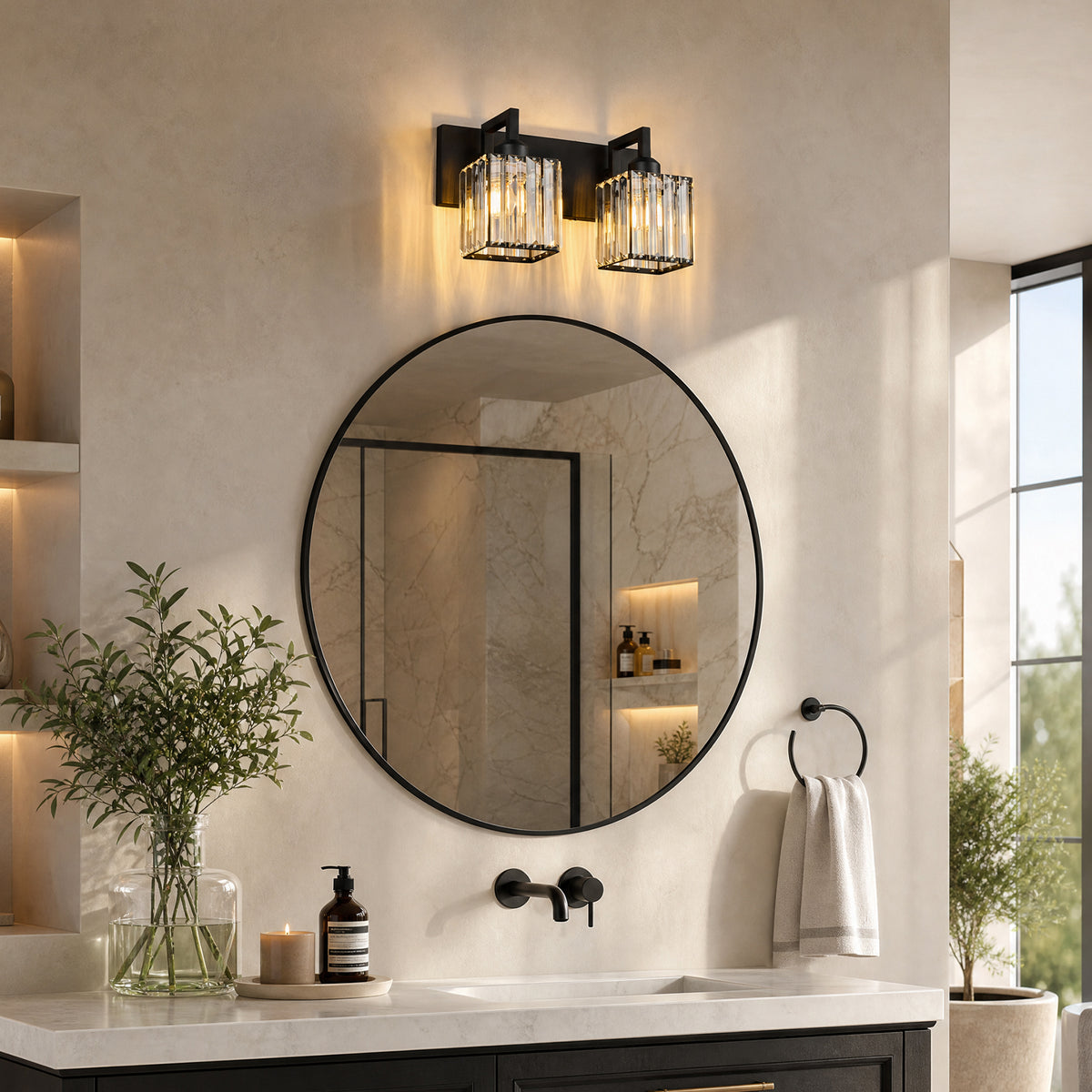 Modern Minimalist Vertical Rectangular Crystal Vanity Light