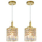 Contemporary Cylinder Prism Square Frame Crystal Pendant Light