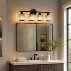 Modern Linear Fluted Crystal Bathroom Vanity Light