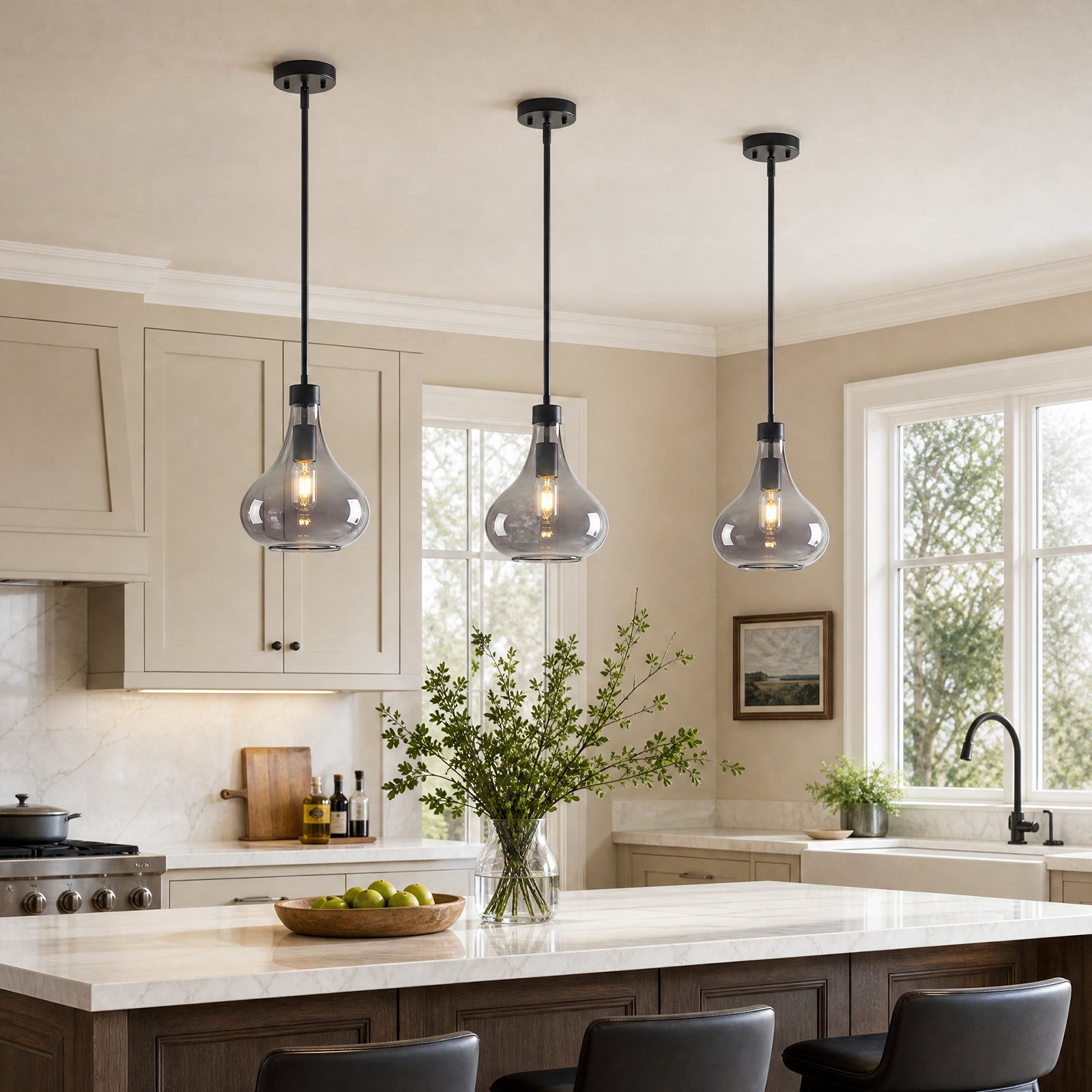 Modern Teardrop Shaped Glass Hanging Single Pendant Light