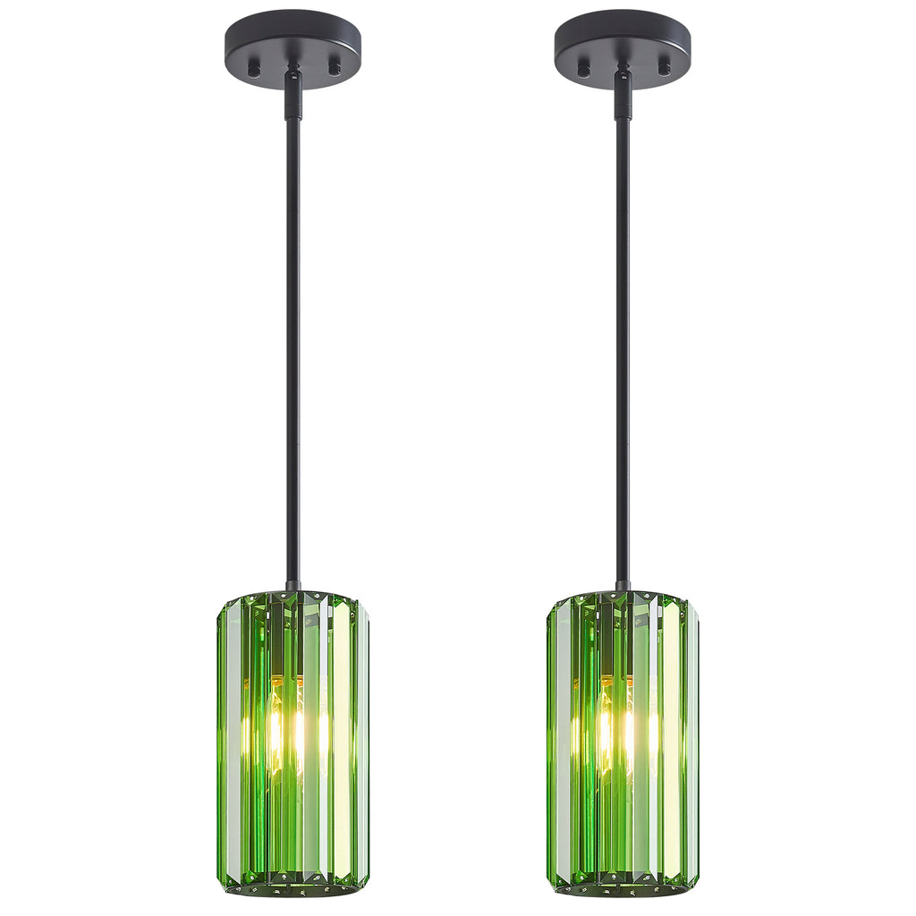 Minimalist Vertical Faceted Crystal Cylinder Pendant Light