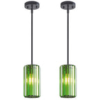 Minimalist Vertical Faceted Crystal Cylinder Pendant Light