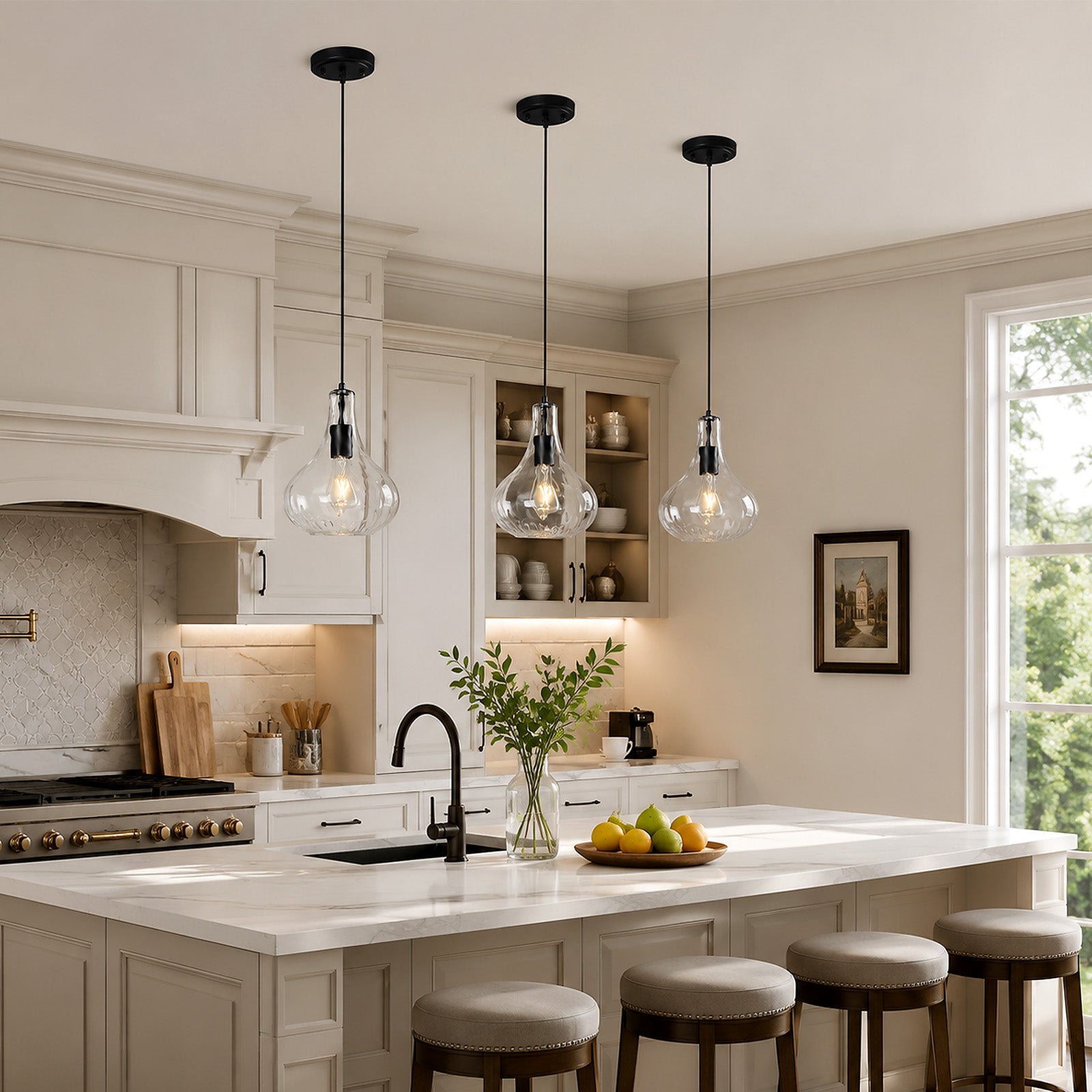 Modern Farmhouse Clear Teardrop Hammered Glass Pendant Light