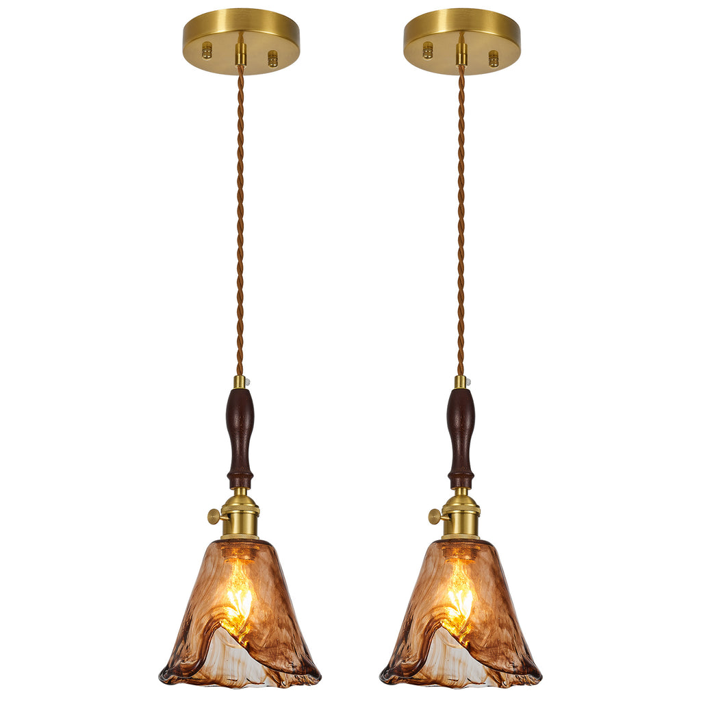 Farmhouse Vintage Textured Glass Hanging Pendant Light