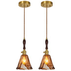 Farmhouse Vintage Textured Glass Hanging Pendant Light