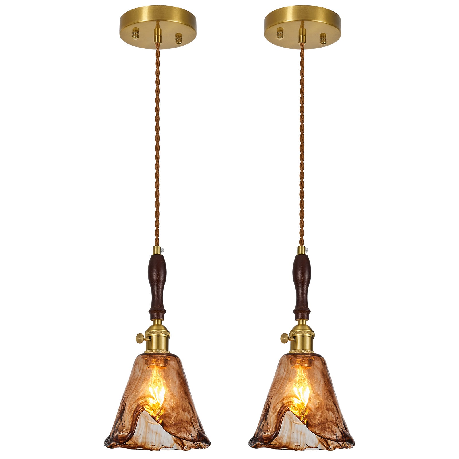 Farmhouse Vintage Textured Glass Hanging Pendant Light