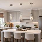 Raindrop Clear Solid Glass Adjustable Suspension Cord Pendant Light