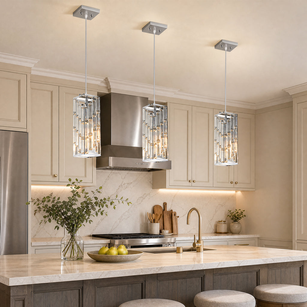 Luxury Frame Rectangular Crystal Linear Pendant Light