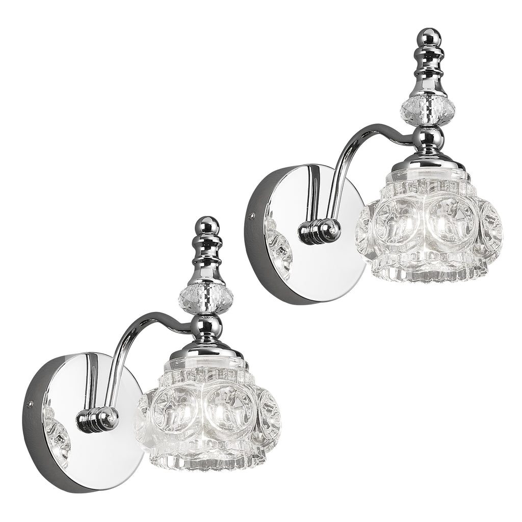 Vintage Embossed Textured Glass Curved Metal Arm Bathroom Vanity Light