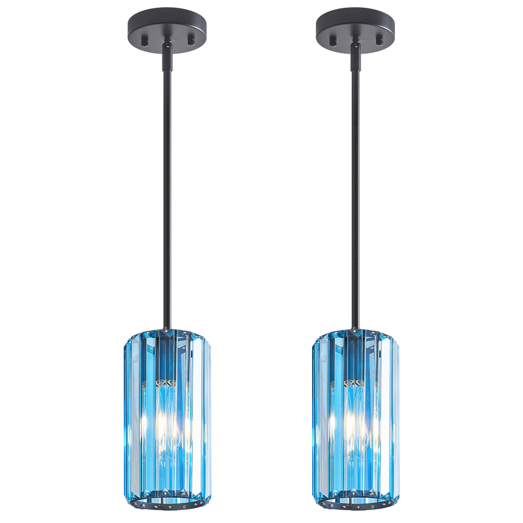 Minimalist Vertical Faceted Crystal Cylinder Pendant Light