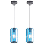 Minimalist Vertical Faceted Crystal Cylinder Pendant Light