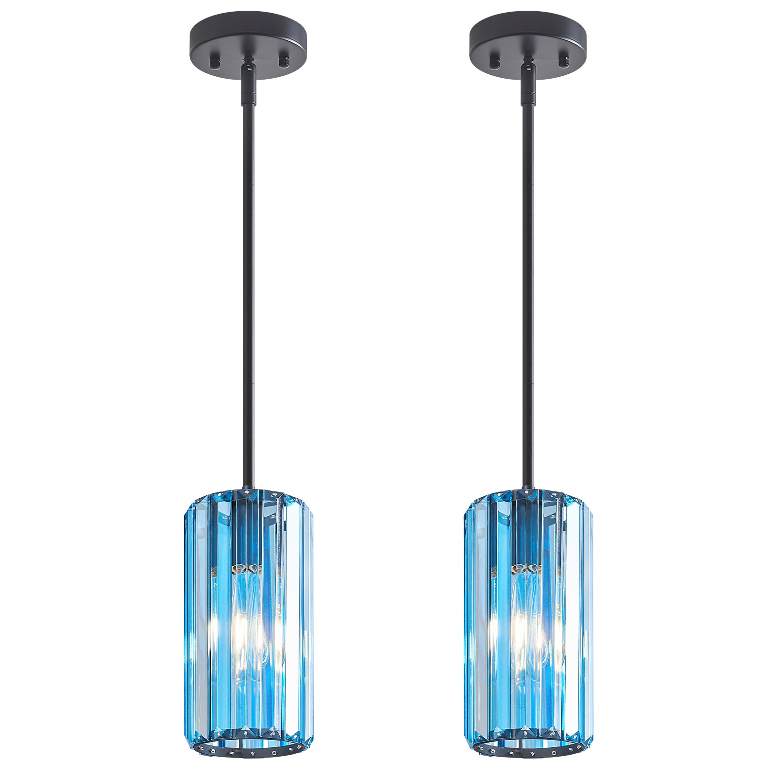 Minimalist Vertical Faceted Crystal Cylinder Pendant Light