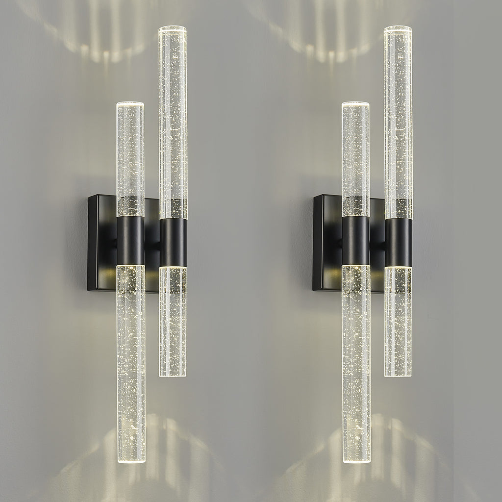 Contemporary Luxury Asymmetric Dual Bubble Crystal Tube LED Wall Sconce