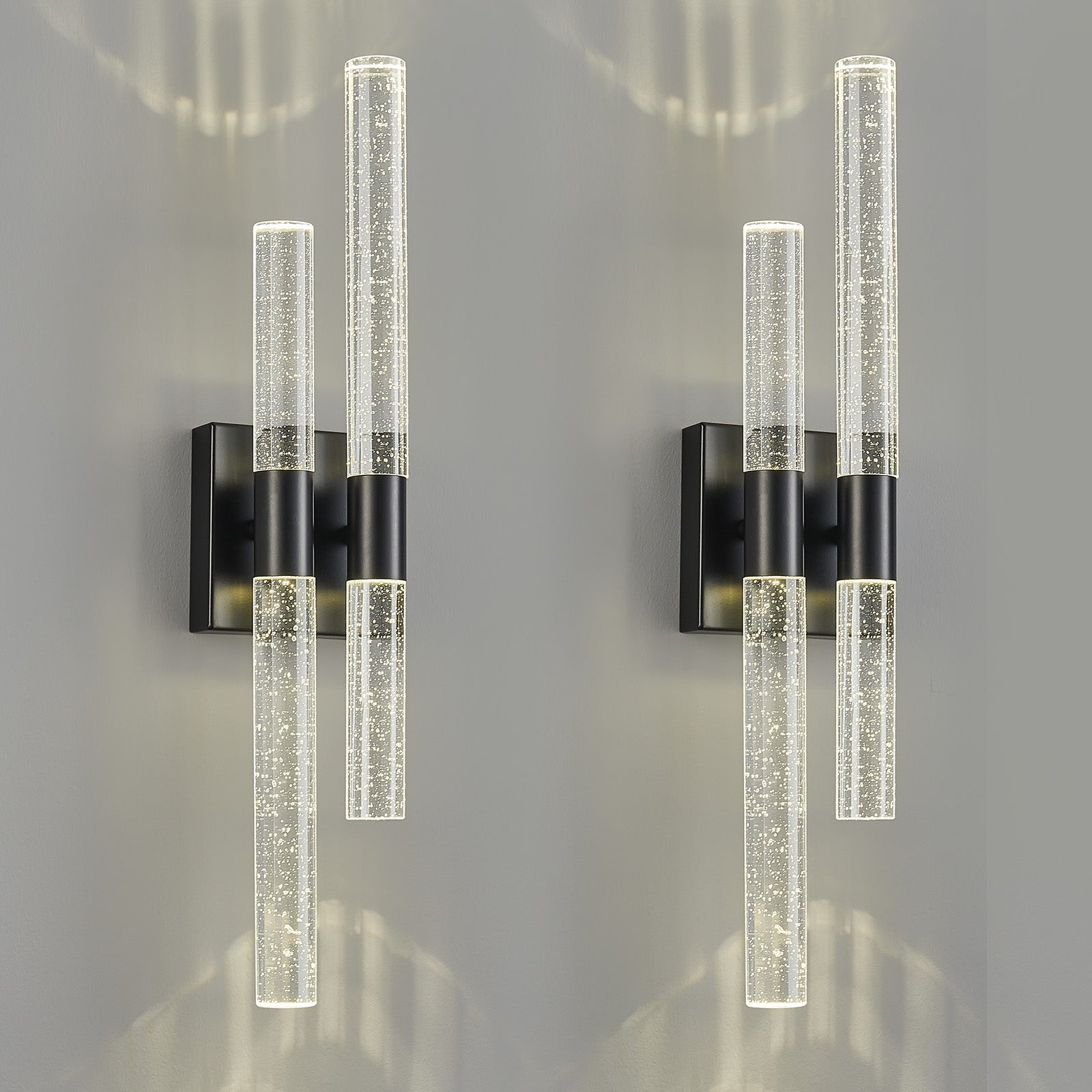 Contemporary Luxury Asymmetric Dual Bubble Crystal Tube LED Wall Sconce