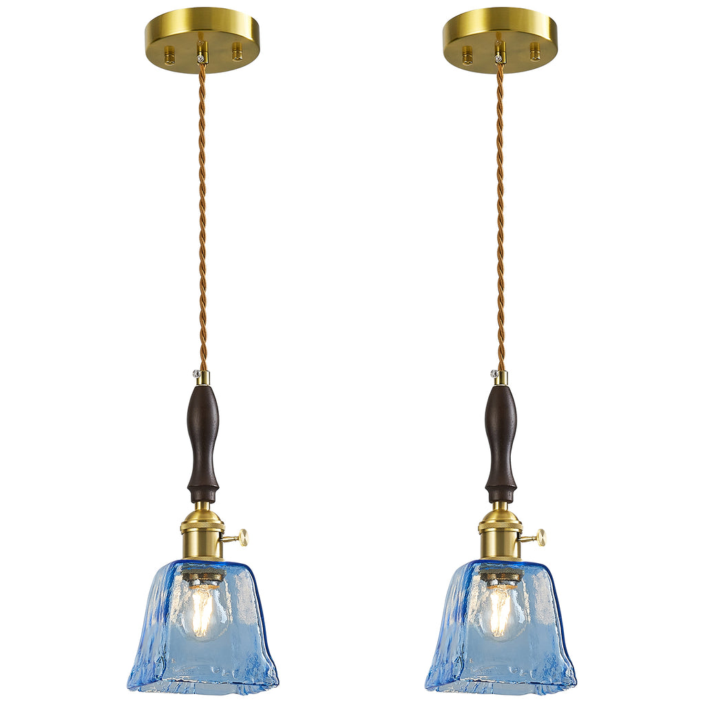 Farmhouse Vintage Textured Glass Hanging Pendant Light