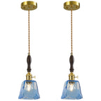 Farmhouse Vintage Textured Glass Hanging Pendant Light