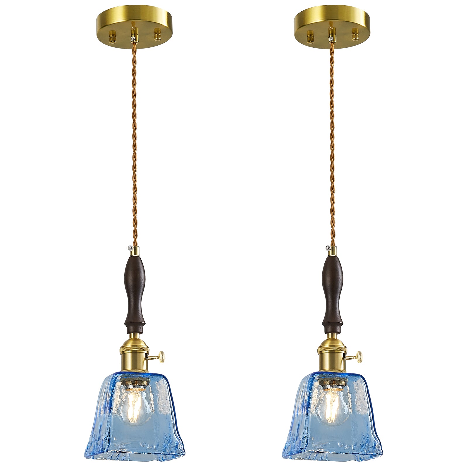 Farmhouse Vintage Textured Glass Hanging Pendant Light
