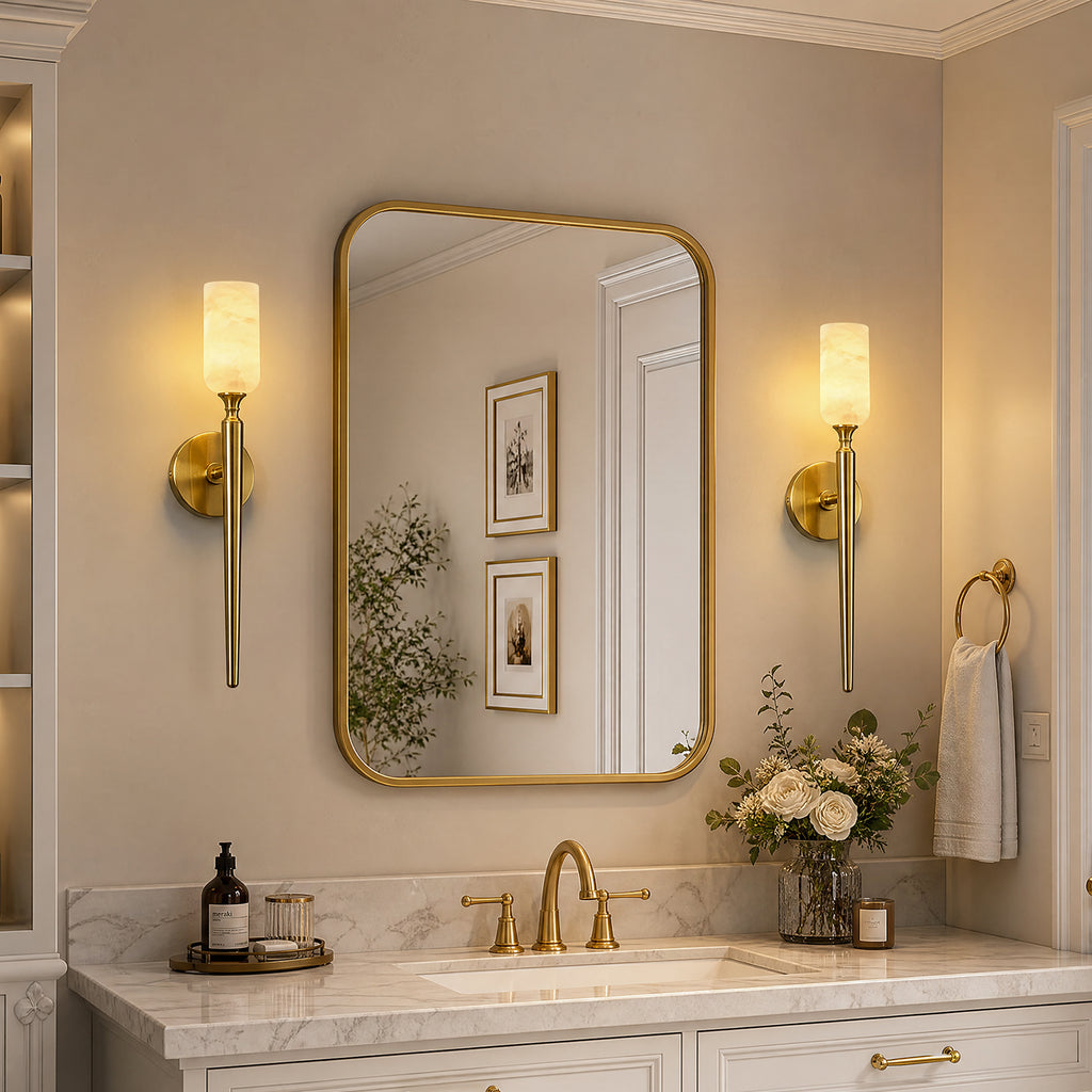 Candle-Shaped Alabaster Wall Sconce for Modern Interiors