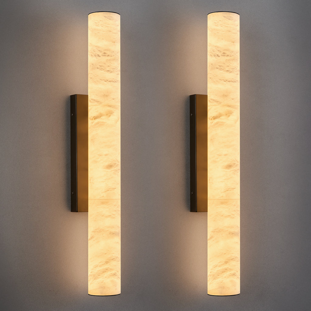 Minimalist Long Cylinder Natural Alabaster Stone LED Wall Sconce