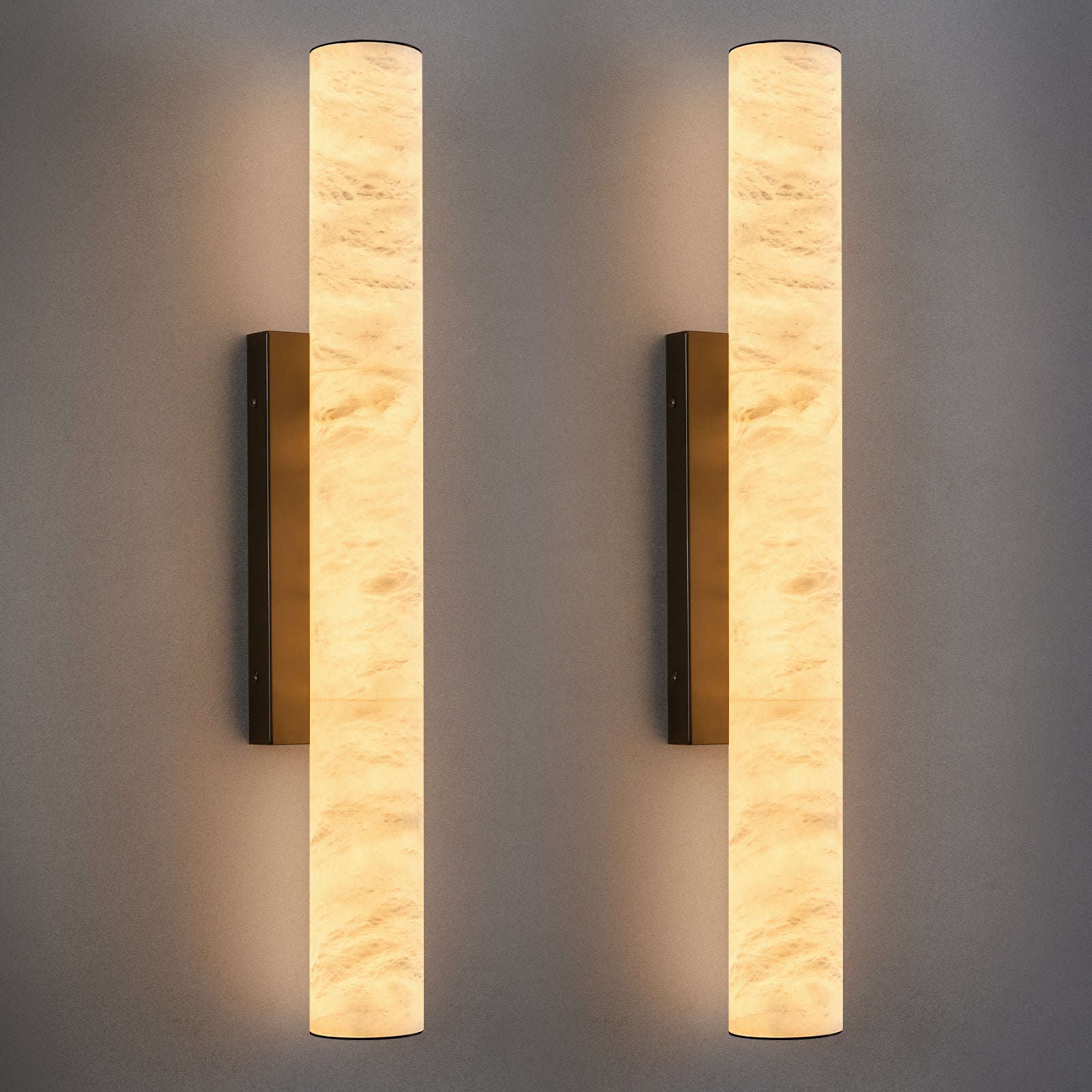 Minimalist Long Cylinder Natural Alabaster Stone LED Wall Sconce