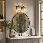 Transitional Luxury Square Prism Fluted Crystal Bathroom Vanity Light