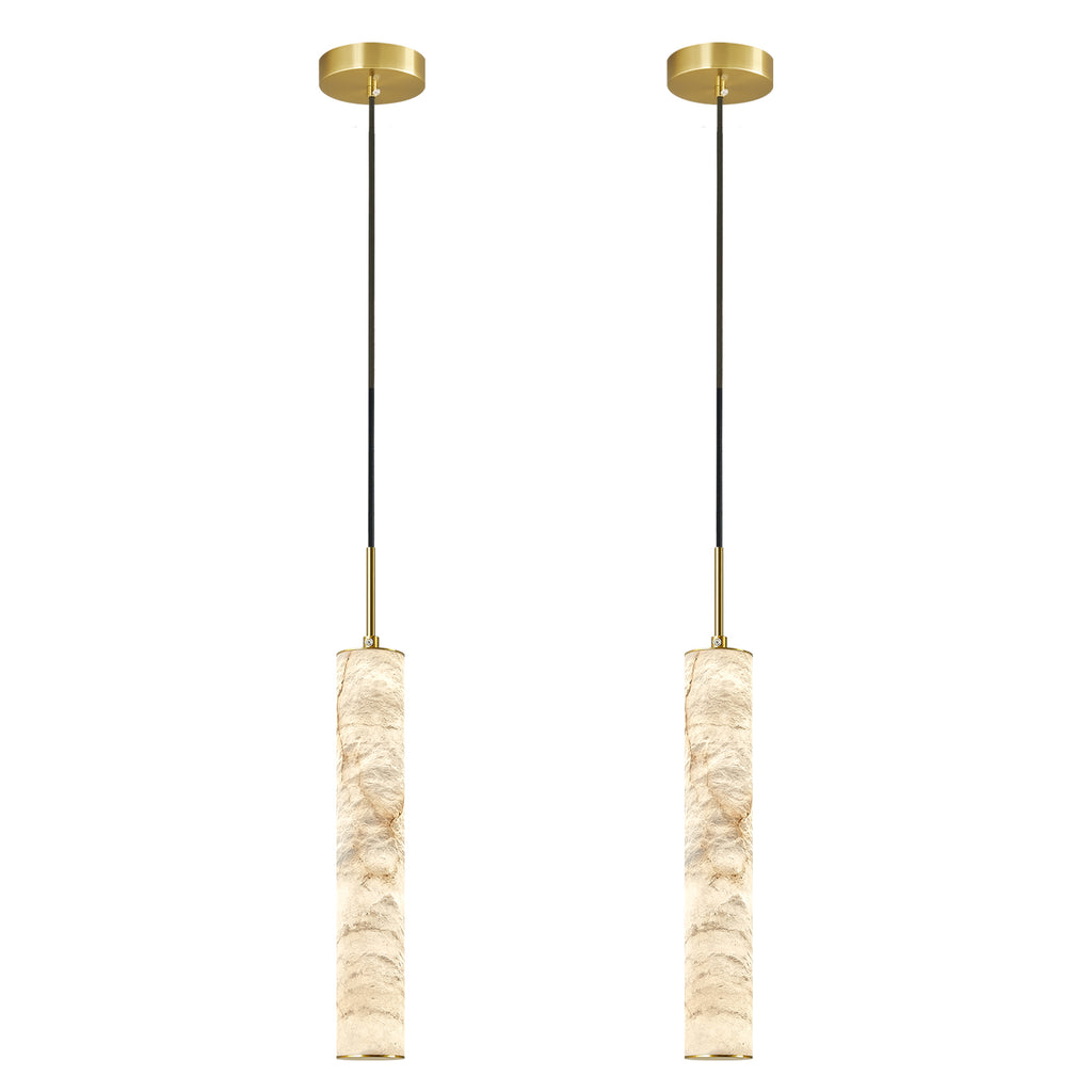 Natural Alabaster Marble Long Tube LED Pendant Light