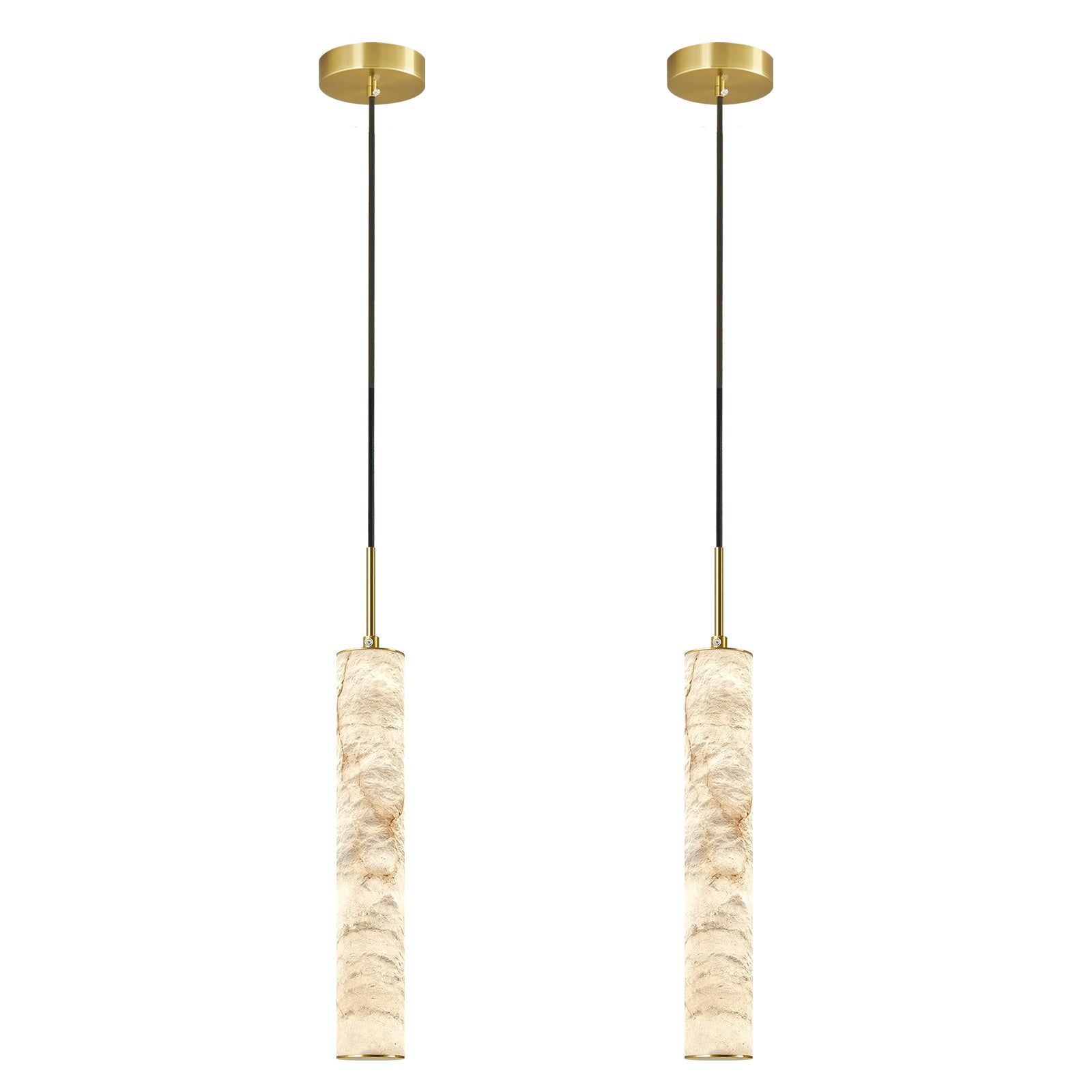Natural Alabaster Marble Long Tube LED Pendant Light