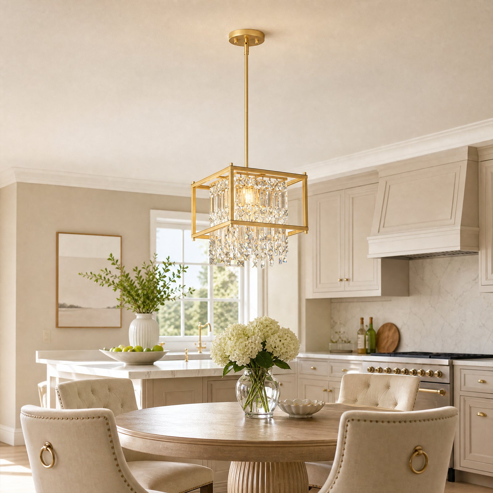 Modern Farmhouse Style Geometric Crystal Chandelier