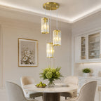Minimalist Vertical Faceted Crystal Cylinder Pendant Light