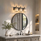 Transitional Luxury Square Prism Fluted Crystal Bathroom Vanity Light