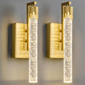 Luxury Long Tube Seeded Bubble Glass Gold Wall Sconce Set of Two