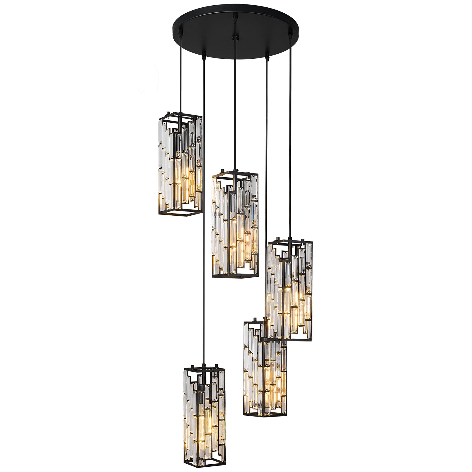 Luxury Frame Rectangular Crystal Linear Pendant Light