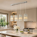 Minimalist Vertical Faceted Crystal Cylinder Pendant Light
