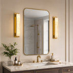 Vertical Rectangular Natural Stone Alabaster Wall Light for Bathrooms