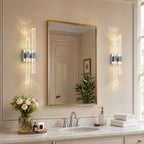Contemporary Luxury Asymmetric Dual Bubble Crystal Tube LED Wall Sconce